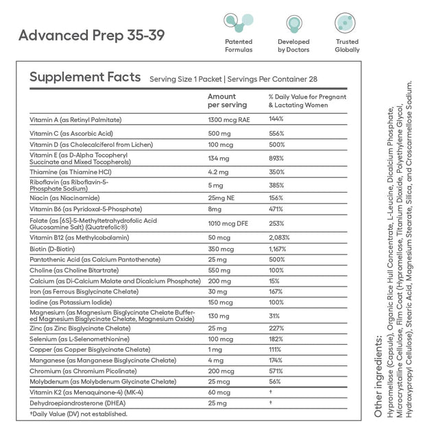 Advanced Prep Preconception Vitamins for Women 35-39 with Vitamin D Booster